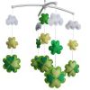 Baby Crib Mobile Green Four Leaf Clover Handmade Musical Mobile Baby Shower Gift Nursery Decor