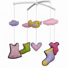 Handmade Baby Crib Mobile Nursery Room Decor Musical Mobile Socks Dress Crib Toy for Girls