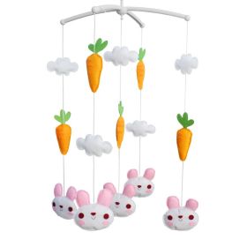 Handmade Rabbit and Carrot Baby Crib Mobile Nursery Room Decor Baby Mobile for Crib; White Pink Orange