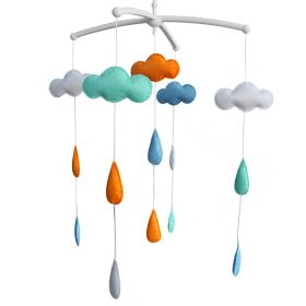 Orange Blue Raindrops Handmade Baby Crib Mobile Hanging Nursery Decor Bed Bell Musical Mobile