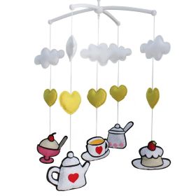 Teatime Cute Baby Mobile Nursery Decor Musical Crib Mobile for Girls Baby Shower Gift; Yellow and White