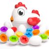 Toddler Chicken Easter Eggs Toys - Color Matching Game Shape Sorter With 6 Toy Eggs For Kids; Montessori Educational Toys Easter Gifts For 3 4 5 6 Gir