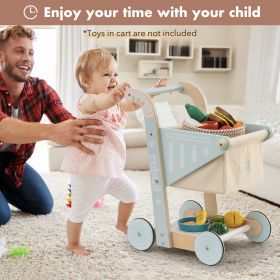 ROBOTIME Baby Wooden Shopping Cart Toy for Toddler Kids Push Walker Toy WRP02