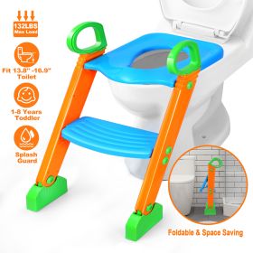 Potty Training Toilet Seat w/ Steps Stool Ladder For Children Baby Foldable Splash Guard Toilet Trainer