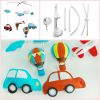 Blue Red Cars Airplane Hot Air Balloon Baby Musical Crib Mobile Handmade Infant Gift Boys Girls Nursery Room Decor