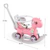 Rocking Horse for Toddlers , Balance Bike Ride On Toys with Push Handle, Backrest and Balance Board for Baby Girl and Boy, Unicorn Kids Riding Birthda