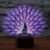 1pc Peacock 3D Illusion Lamps Nightlight With Remote Control, 16 Colors Touch Switch Table Desk Lamps Holiday Xmas Birthday Toys Gifts For Baby Nurser