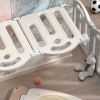 Bear Beige white Color Foldable Playpen, Baby Safety Play Yard With Fence Indoor Toys With Play mat 12panel and 1 play mat