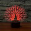 1pc Peacock 3D Illusion Lamps Nightlight With Remote Control, 16 Colors Touch Switch Table Desk Lamps Holiday Xmas Birthday Toys Gifts For Baby Nurser