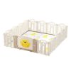 62.9 inch x 62.9inch Bear Beige White Color Foldable Playpen, Baby Safety Play Yard With Fence Indoor Toys With Play mat 14panel and 1 play mat