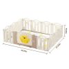 Bear Beige white Color Foldable Playpen, Baby Safety Play Yard With Fence Indoor Toys With Play mat 12panel and 1 play mat