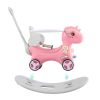 Rocking Horse for Toddlers , Balance Bike Ride On Toys with Push Handle, Backrest and Balance Board for Baby Girl and Boy, Unicorn Kids Riding Birthda