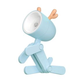 Mini Cute Animal Pet Dog&deer Designer Led Night Light Table Lamp Kids Toys Gifts For Christmas; soft Light For The Baby Room (Color: Blue, size: Deer)