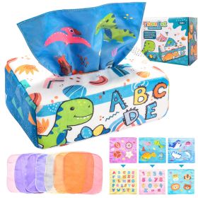 Montessori Toys For Baby Newborn Toddler Pulling Sensory Toys For Babies Reusable Washable Magic Tissue Box For Boys Girls Early Childhood Learning To (style: Dinosaur)