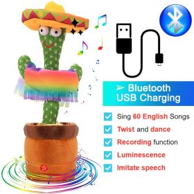 Bluetooth Dancing Cactus 60/120 Songs Speaker Talking Usb Chargeable Voice Repeat Plush Cactus Toy Dance Stuffed Toy Baby Girls (Color: Bluetooth MX, Ships From: China)