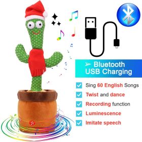 Bluetooth Dancing Cactus 60/120 Songs Speaker Talking Usb Chargeable Voice Repeat Plush Cactus Toy Dance Stuffed Toy Baby Girls (Color: Bluetooth Christmas, Ships From: China)