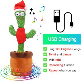 Bluetooth Dancing Cactus Repeat Talking Toy 60/120 Songs Electronic Plush Toys Singing Recording Doll Early Education for Kids (Color: Charge Christmas, Ships From: China)