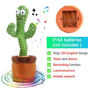 Bluetooth Dancing Cactus 60/120 Songs Speaker Talking Usb Chargeable Voice Repeat Plush Cactus Toy Dance Stuffed Toy Baby Girls (Color: Battery Cactus, Ships From: China)