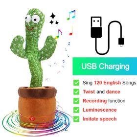 Bluetooth Dancing Cactus 60/120 Songs Speaker Talking Usb Chargeable Voice Repeat Plush Cactus Toy Dance Stuffed Toy Baby Girls (Color: Charge Cactus, Ships From: China)