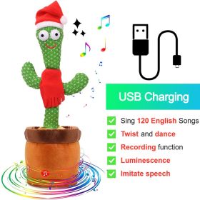 Bluetooth Dancing Cactus 60/120 Songs Speaker Talking Usb Chargeable Voice Repeat Plush Cactus Toy Dance Stuffed Toy Baby Girls (Color: Charge Christmas, Ships From: China)