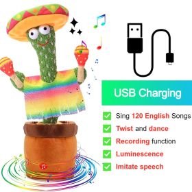 Bluetooth Dancing Cactus 60/120 Songs Speaker Talking Usb Chargeable Voice Repeat Plush Cactus Toy Dance Stuffed Toy Baby Girls (Color: Charge Hammer, Ships From: China)