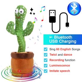 Bluetooth Dancing Cactus 60/120 Songs Speaker Talking Usb Chargeable Voice Repeat Plush Cactus Toy Dance Stuffed Toy Baby Girls (Color: Bluetooth Cactus, Ships From: China)