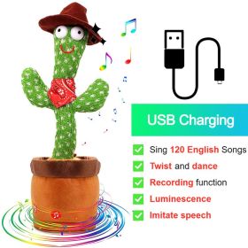 Bluetooth Dancing Cactus 60/120 Songs Speaker Talking Usb Chargeable Voice Repeat Plush Cactus Toy Dance Stuffed Toy Baby Girls (Color: Charge Cowboy, Ships From: China)