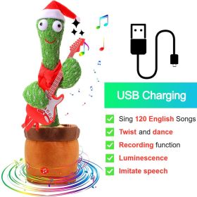 Bluetooth Dancing Cactus 60/120 Songs Speaker Talking Usb Chargeable Voice Repeat Plush Cactus Toy Dance Stuffed Toy Baby Girls (Color: Charge Guitar, Ships From: China)