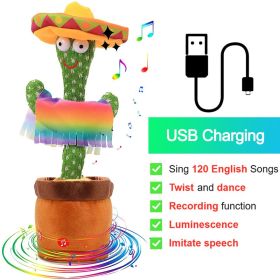 Bluetooth Dancing Cactus 60/120 Songs Speaker Talking Usb Chargeable Voice Repeat Plush Cactus Toy Dance Stuffed Toy Baby Girls (Color: Charge MX, Ships From: China)