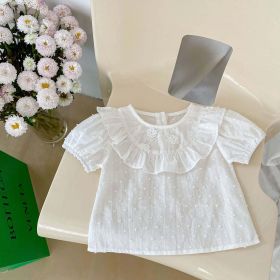 Baby Solid Color Puff Sleeve Blouses Combo Shorts Sets (Size/Age: 90 (12-24M), Color: White)