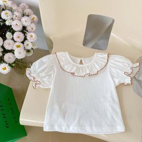 Baby Solid Color Puff Sleeve Blouses Combo Shorts Sets (Size/Age: 90 (12-24M), Color: beige)