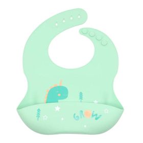 Baby Cartoon Animal Print Food Grade Multi-Adjustable Silicone Bibs (Size/Age: Average Size (0-8Y), Color: Green)