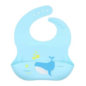 Baby Cartoon Animal Print Food Grade Multi-Adjustable Silicone Bibs (Size/Age: Average Size (0-8Y), Color: Blue)