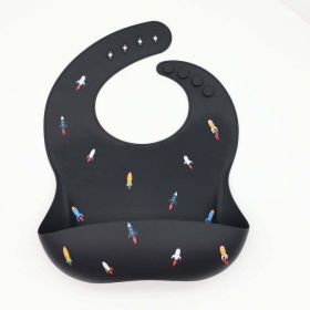 Baby Printed Pattern Food Grade Silicone Bibs (Size/Age: Average Size (0-8Y), Color: black)