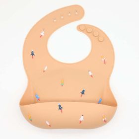 Baby Printed Pattern Food Grade Silicone Bibs (Size/Age: Average Size (0-8Y), Color: Orange)