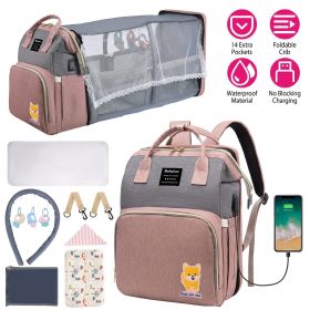 Multifunctional Diaper Bag Backpack Waterproof Mommy Bag Nappy Bag Maternity Backpack for Baby with Insulated Pockets Diaper Pad Toys Burp Cloth USB P (Color: pink)