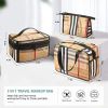 3 Pack Makeup Bag;  Travel Cosmetic Bag with Zipper Handle Waterproof Striped Transparent Toiletry Bag Portable Organizer Cases Set for Women and Girl